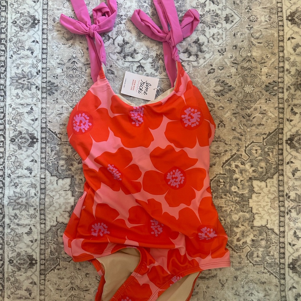 Lime Ricki Pink and Orange Floral One Piece Swimsuit